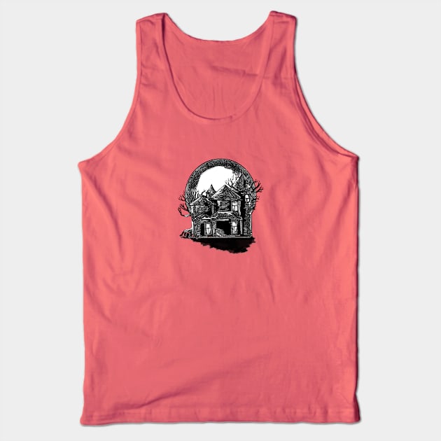 Retro creepy haunted house decoration Tank Top by Kyradem